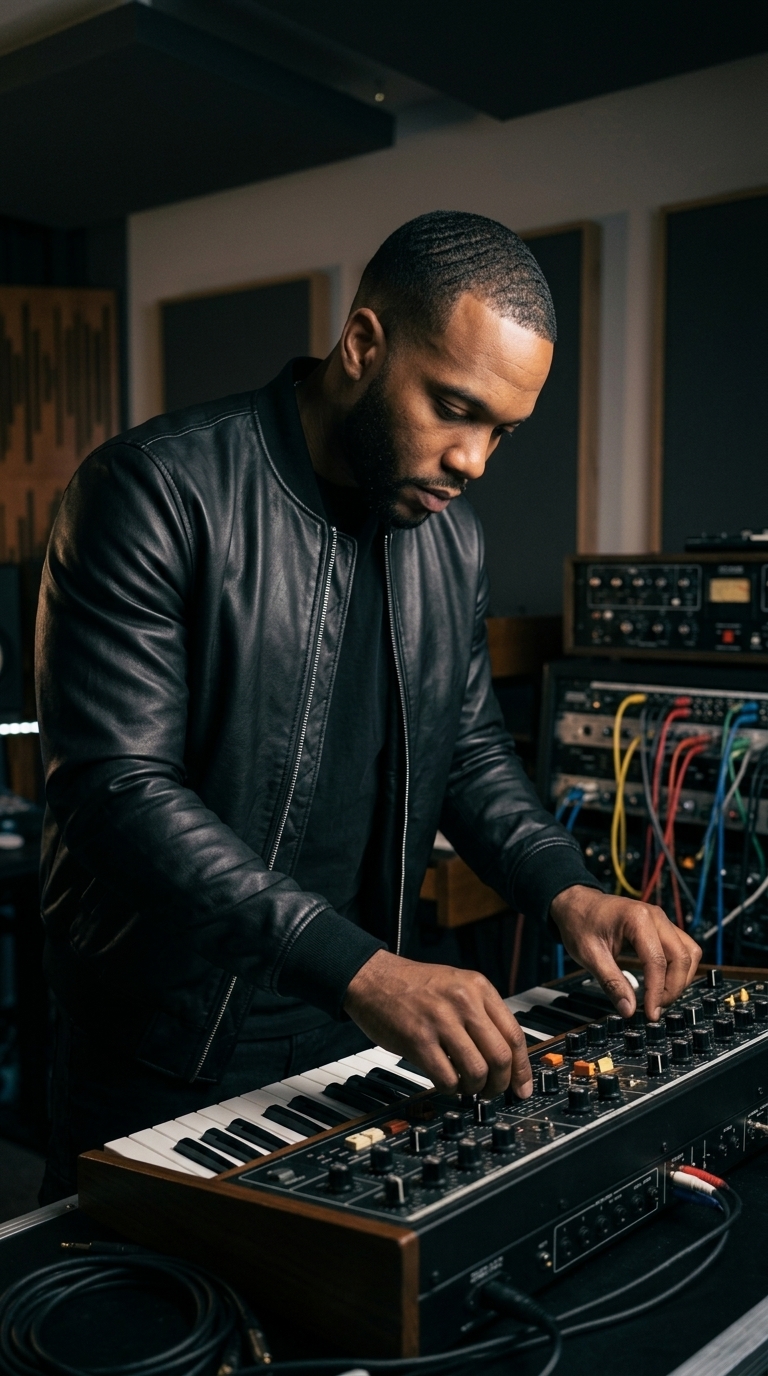 Man Using Analog Synthesizer Studio 202607211344